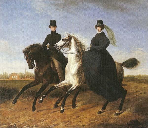 Marie Ellenrieder General Krieg of Hochfelden and his wife on horseback,